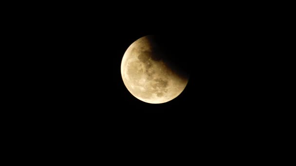 満月の皆既月食は夜空に非常に珍しいスーパーブラッドムーンを引き起こします — ストック動画