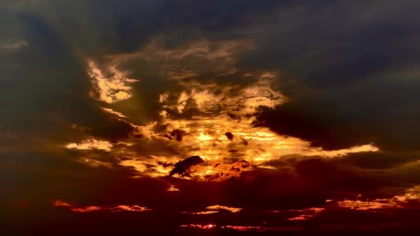 Sunset Sky Yellow Clouds Blue Sky Background — Stock Video