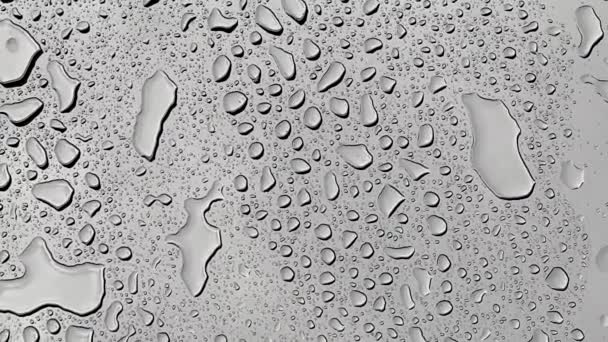 Waterdruppels Het Glasoppervlak Tijdens Het Regenen — Stockvideo