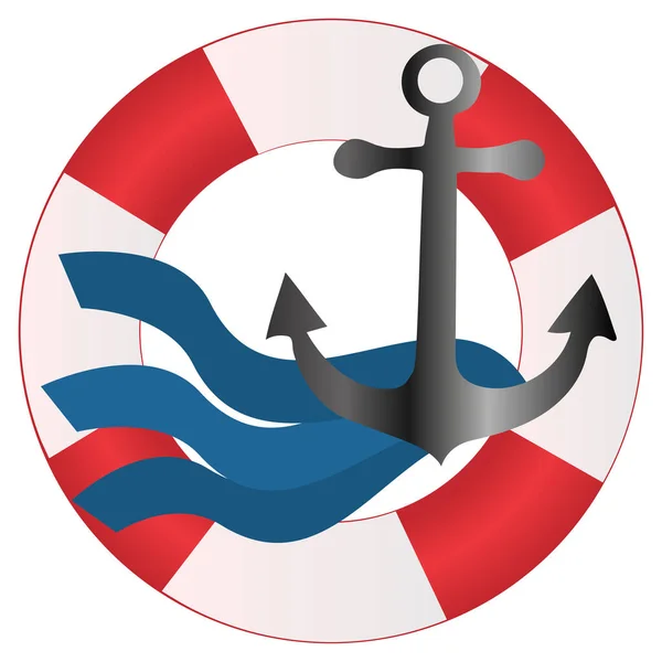 Logo Rettungsring Und Anker Rettungsabzeichen Matrosen Und Schiffe Vektorillustration — Stockvektor