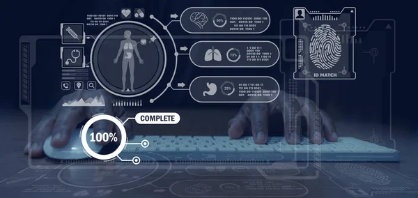 Conceito Conexão Rede Cuidados Saúde Globo Virtual Ciência Tecnologia Inovação — Fotografia de Stock