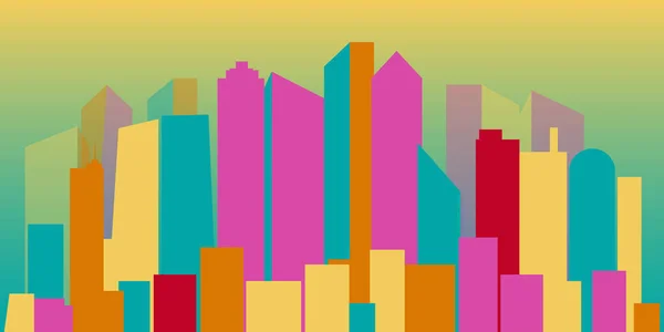 Cityscape Illustrazione Colorata Edificio Moderno Nello Skyline Della Città — Vettoriale Stock