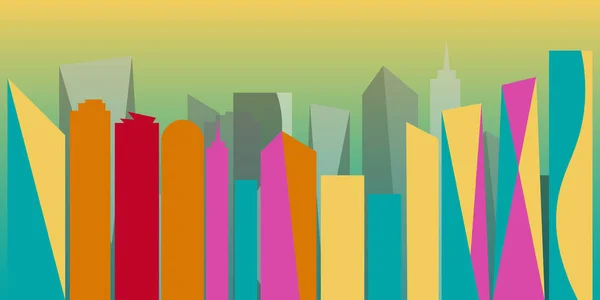 Cityscape Ilustração Colorida Edifício Moderno Horizonte Cidade — Vetor de Stock
