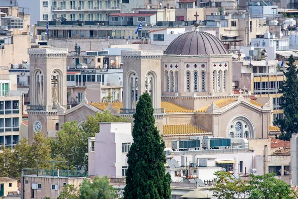 Афины Греция Сентября 2016 Телефотосессия Кафедрального Собора Афин Кафедрального Собора — стоковое фото