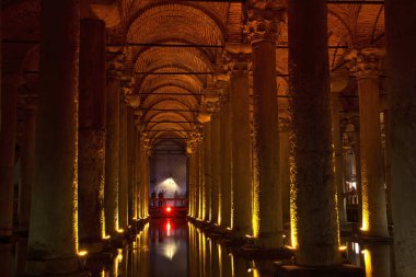 ISTANBUL, TURKEY, SEPTEMBER 2, 2013: Interior detail from Basilica Cistern (Yerebatan Sarnici) the largest of several hundred ancient cisterns that lie beneath the city of Istanbul, Turkey.