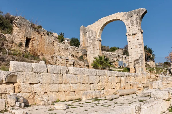 Wall Remains Aqueduct Elaiussa Sebaste Antique City Mersin Turkey stockbilde