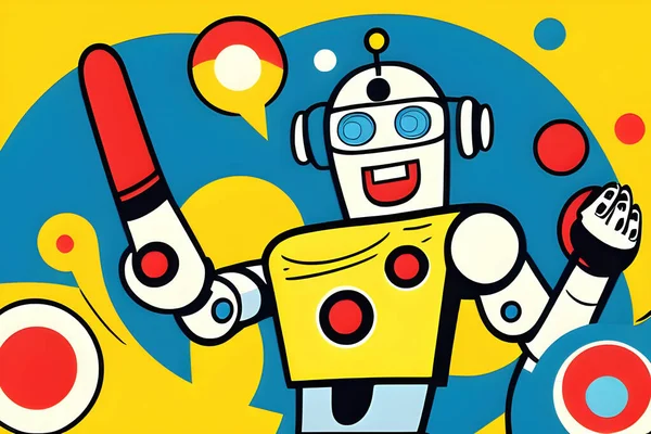 Style Comic Robot Character Digital Illustration — Stock fotografie