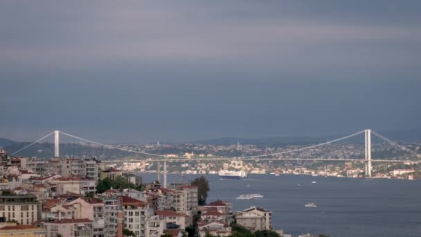 Istanbul Turkey October 2020 Вид Босфорську Протоку Міст Босфор Липня — стокове відео