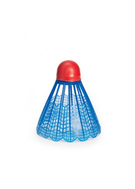 Mavi Plastik Badminton Ball (Shuttlecock), Beyaz Arkaplanda İzole Edilmiş
