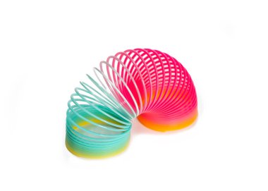 Slinky (Stress Spring Oyuncak), Beyaz Arkaplanda İzole Edilmiş