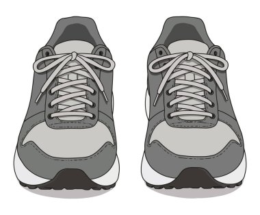 Koşu için Genel Spor Ayakkabıları, Vektör Resimleri Beyaz Arkaplanda İzole Edildi