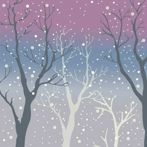 冬树背景 数码冬季景观与树 森林里的雪 — 图库照片#
