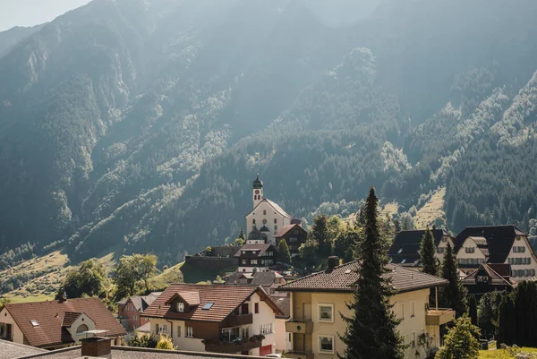 Bela Vista Vila Wassen Uri Canton Alpes Suíços — Fotografia de Stock