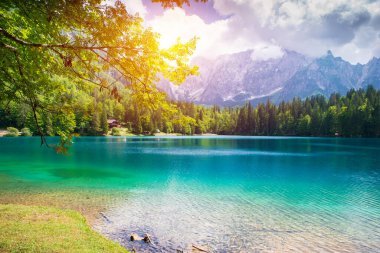 Bachalpsee Gölü 'nün üzerindeki Bernese Sıradağları' nda gün doğumu manzarası. En yüksek tepeler Eiger, Jungfrau ve Faulhorn ünlü yerlerdedir. İsviçre Alpleri, Grindelwald Vadisi. Yüksek kalite fotoğraf