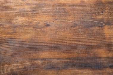 Kahverengi ahşap masa masa masa arkaplan dokusu üst görünüm. Yüksek kalite fotoğraf
