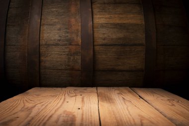 Soyut bulanık arkaplandaki ahşap masa görüntüsü dinlendirici ışıkların. Yüksek kalite fotoğraf