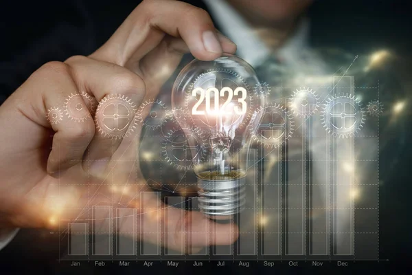 The concept of new ideas in the new year 2023 in business and financial market.