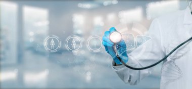 Karaciğer hastalıklarının tedavisinde modern teknolojiler kavramı.