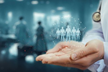 Modern teknoloji ve internetin yardımıyla sabırlı destek kavramı.
