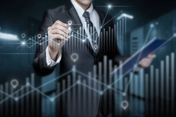 Businessman Engaged Analytics Search Entry Points Financial Market — Stock Photo, Image
