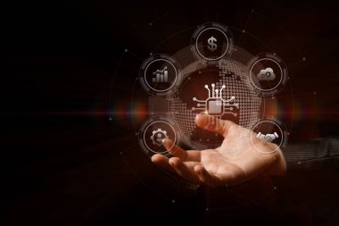 Finansal teknolojilere ve dijital ekonomiye destek kavramı.