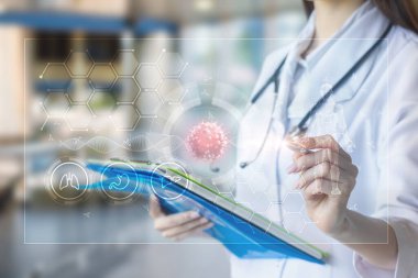 Modern virüslere karşı savaş kavramı. Teknoloji kullanılarak viral hastalıkların tedavisine modern bir yaklaşım.