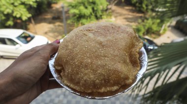 Bedami poori or Bedmi puri made with mix of urad dal, wheat flour, sooji and ingredients clipart