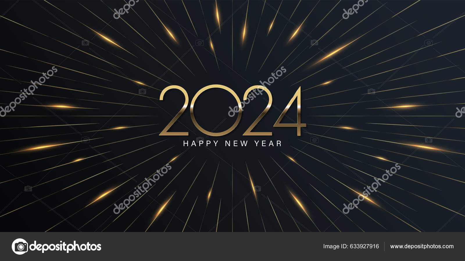 2024 Happy New Year Elegant Design Vector Illustration Golden 2024