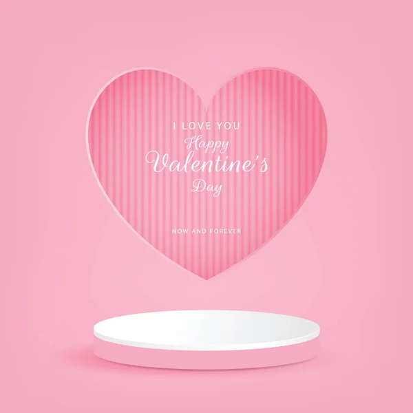 Abstract Pink Room Pink Cylindrical Podium White Border Podium Heart — Archivo Imágenes Vectoriales