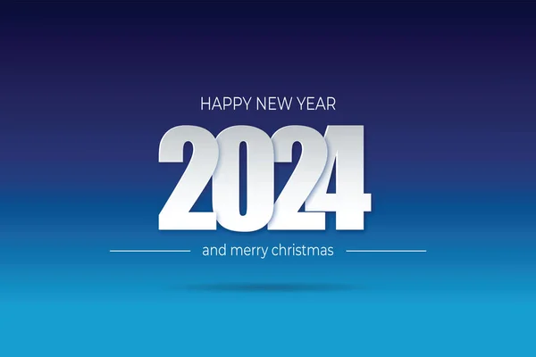 Happy New Year 2024 White Numbers Paper Cut Style Blue — Archivo Imágenes Vectoriales
