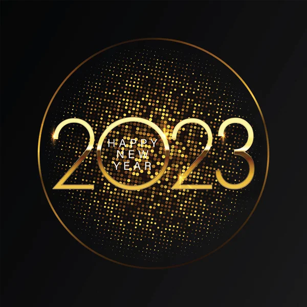 2023 Happy New Year Merry Christmas Abstract Shiny Color Gold — Archivo Imágenes Vectoriales