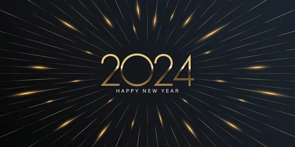 2024 Happy New Year Elegant Design Vector Illustration Golden 2024 — Archivo Imágenes Vectoriales