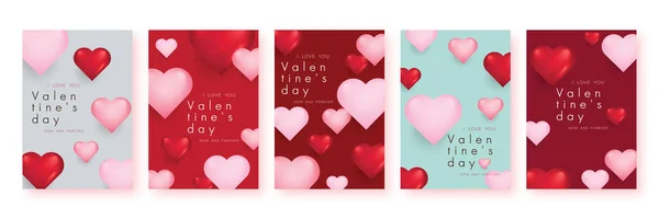 Set Valentine Day Sale Poster Banner Background Vector Illustration — Archivo Imágenes Vectoriales
