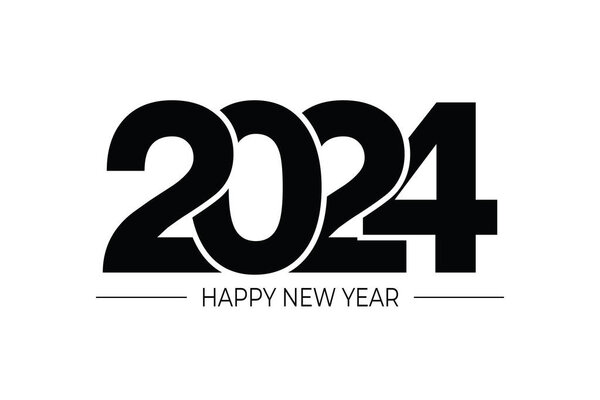 Happy New Year 2024 Text Design Brochure Design Template Card — Vector de stock