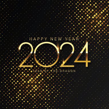 2024 Mutlu Yıllar ve Mutlu Noeller Soyut parlak altın çember tasarım elementi