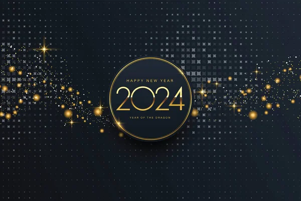 stock vector 2024 Happy New Year elegant design - vector illustration of golden 2024 logo numbers on black background - perfect typography for 2024 save the date luxury designs and new year celebration.