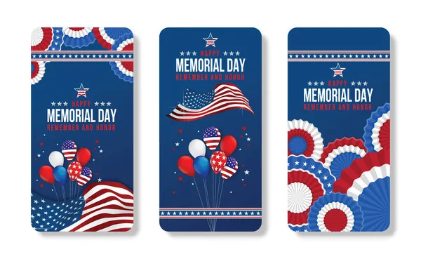Memorial Day Remember Honor Vector Illustration Mobile Phone American Flag — Stock Vector