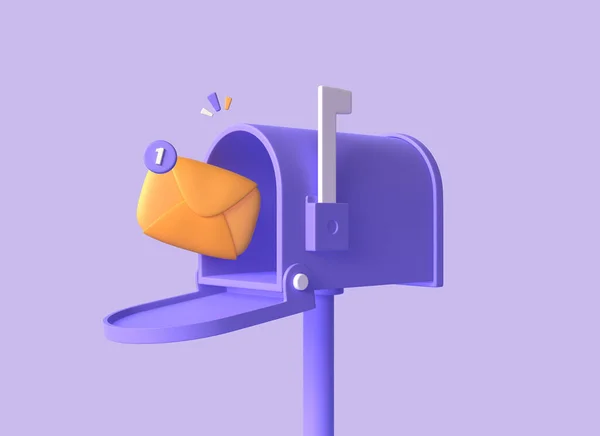 Posta Kutusunun Boyutlu Simgesi Karikatür Tarzında Bir Zarf Tebligat Posta — Stok fotoğraf