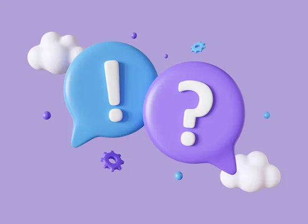 Bubble Chat Icon Exclamation Question Mark Cartoon Style Концепция Онлайн — стоковое фото