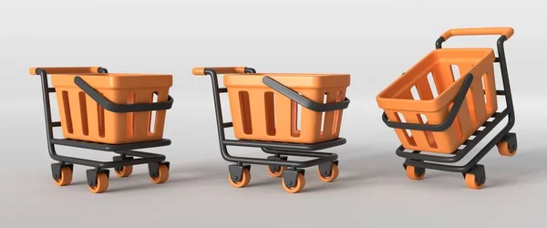 Winkelwagentje Trolley Uit Een Supermarkt Een Realistische Stijl Concept Van — Stockfoto