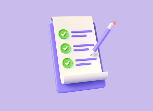Schowek Pełną Listę Zadań Ołówek Zielony Checkmark Lista Kontrolna Pomyślnie — Zdjęcie stockowe