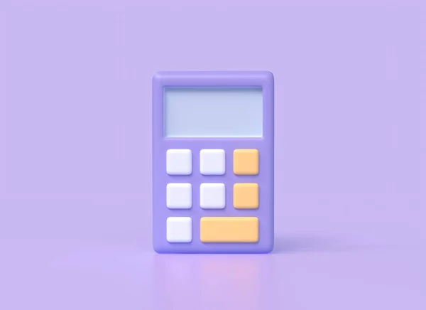3d calculator icon in cartoon style. illustration isolated on purple background. 3d rendering