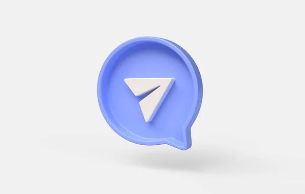 stock image 3d airplane icon on blue speech bubble. the concept of sending a message to e-mail. illustration isolated on white background.3d rendering