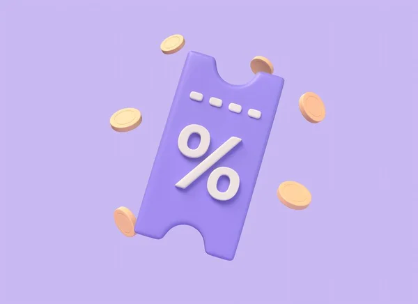 Coupons Percent Sign Golden Coins Concept Getting Discount Purchases Online — Stock Photo, Image