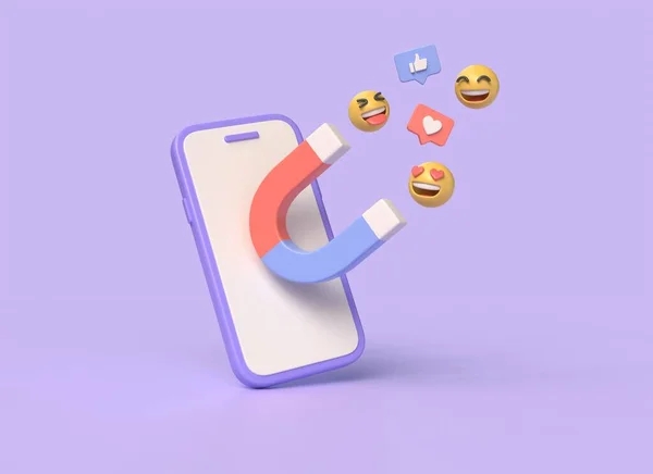 Telefon Komórkowy Magnes Emoji Serce Kciuki Góry Bańce Mowy Tworzenie — Zdjęcie stockowe