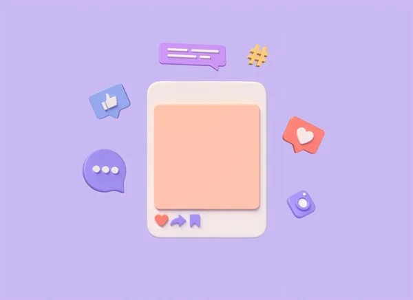 Photo Frame Speech Bubble Chat Notification Heart Icon Thumbs Social — Stock Photo, Image