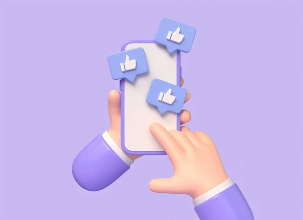 Tecken Hand Håller Mobiltelefon Med Som Anmälan Ikoner Begreppet Kommunikation — Stockfoto
