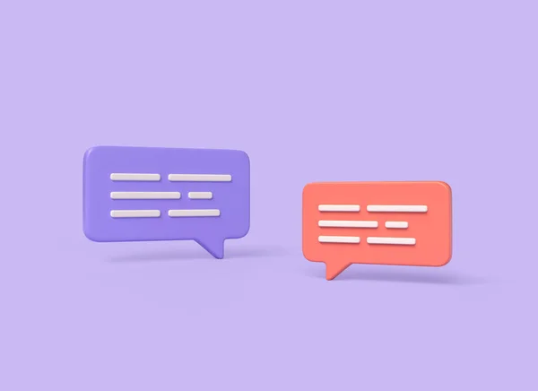 3d chat icons on speech bubbles in cartoon style. the concept of communication in social networks. digital marketing. illustration isolated on purple background. 3d rendering.