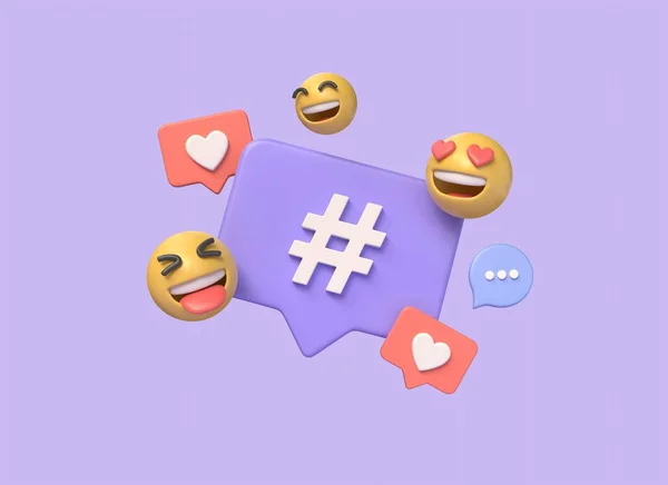 Hashtag Icon Speech Bubble Concept Communication Social Networks Influencer Post — Stock Photo, Image