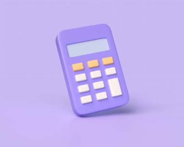 3d calculator icon in cartoon style. illustration isolated on purple background. 3d rendering